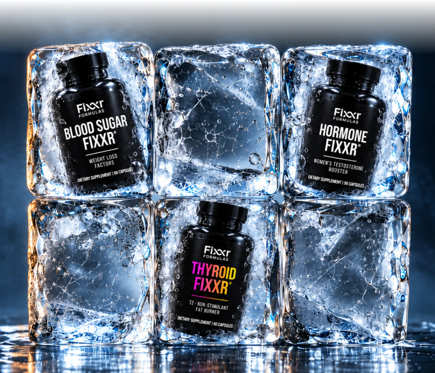 Blood Sugar, Thyroid and Hormone Fixxr frozen in ice cubes